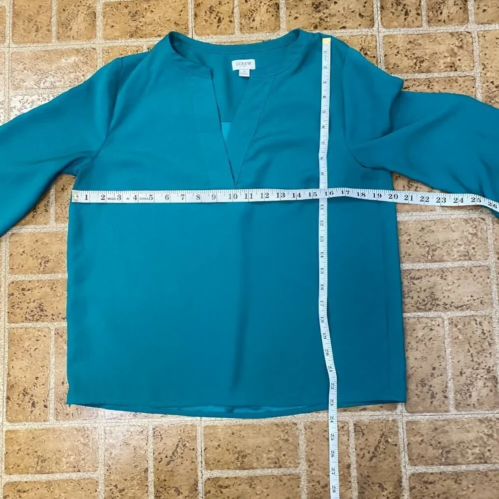 J. Crew Green V Neck Blouse
